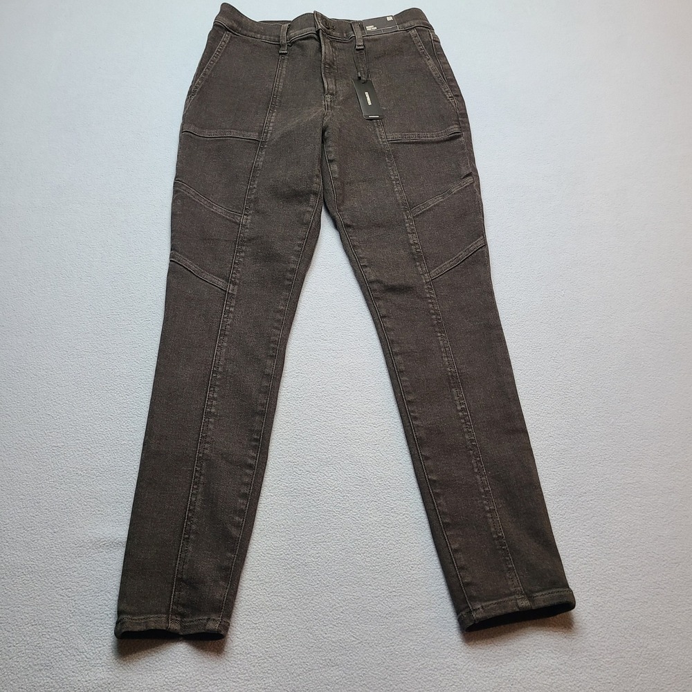 Express Skinny Jeans Womens 8R Gray New Conscious Edit High Rise Moto Paneled